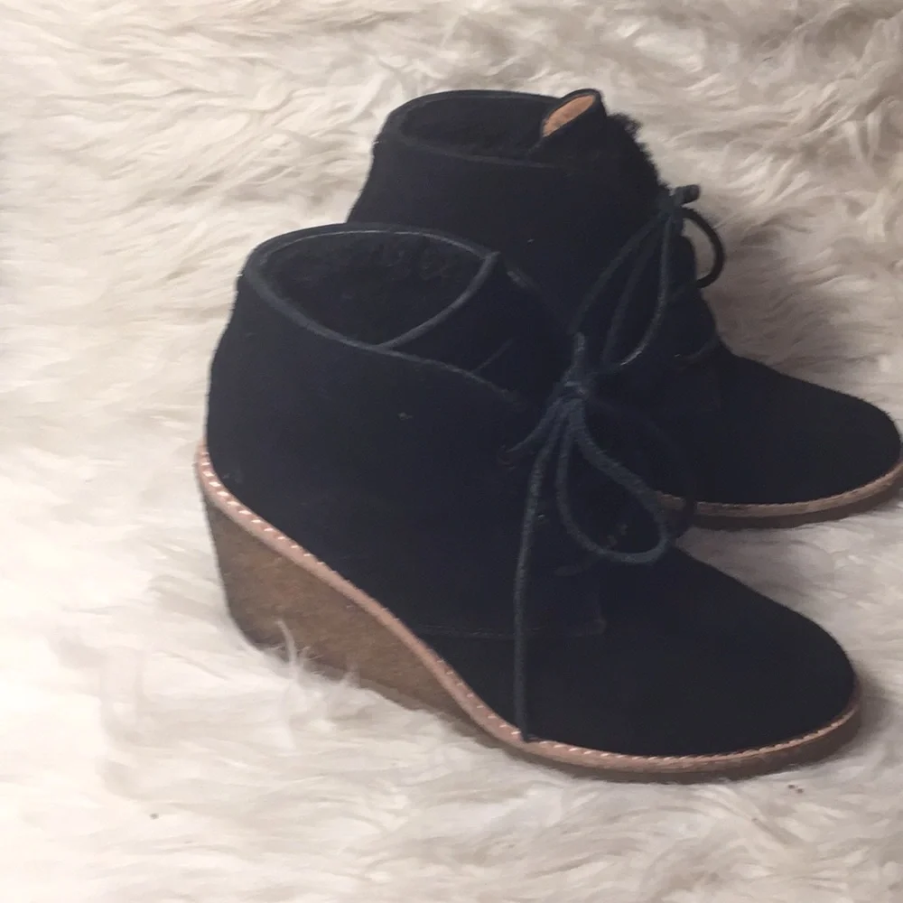 Coach karson suede lace up wedges